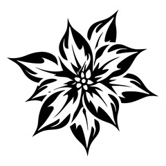 Stylish Black and White Floral Design Intricate Petals Flower Graphic Art Elegant Botanical Illustration