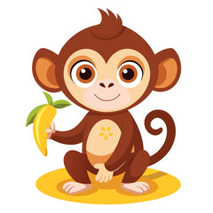 Obraz premium monkey with a bananna vector 