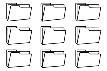 folders line art clean outline document file illustrations