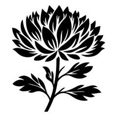 Black and White Stylized Flower Illustration Botanical Design Element Floral Graphic