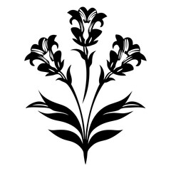 Elegant Black and White Floral Illustration of Three Lilies in a Stylized Arrangement