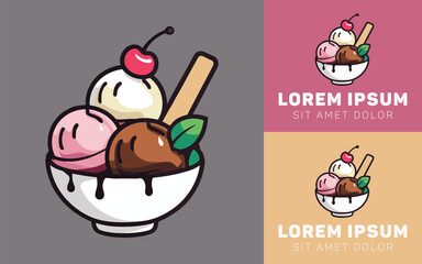 Ice Cream Scoop Icon Logo with Minimalist Look