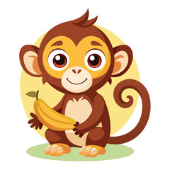 Fototapeta premium monkey with a bananna vector 