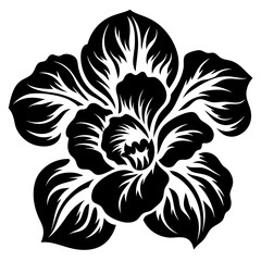 A stunning black and white illustration of a stylized orchid flower with intricate detailing