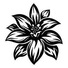 A stunning black and white illustration of a large flower with intricate details