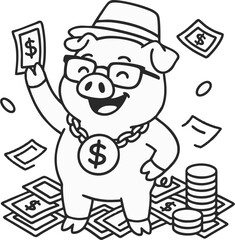Simple piggy bank logo with a friendly pig icon and coin dropping in, perfect for financial businesses or savings campaigns