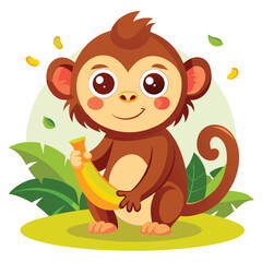 monkey with a bananna vector 