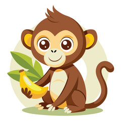 monkey with a bananna vector 