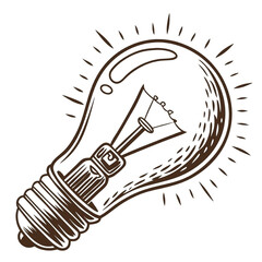 Hand drawn light bulb icon representing idea and innovation in a cartoon vector style
