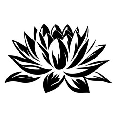 Elegant Black and White Lotus Flower Graphic Design Illustration Floral Art Botanical Nature