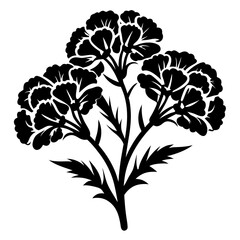 Black and White Stylized Flower Illustration Botanical Floral Design Graphic Art