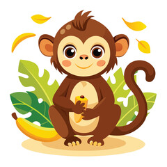 monkey with a bananna vector 