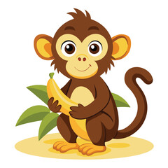 monkey with a bananna vector 