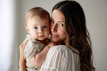 A woman is holding a baby in her arms