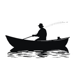 silhouette of a man fishing