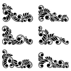 Set of floral ornaments for wedding decoration