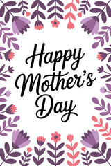 Elegant Purple Floral Frame Vector – Happy Mother’s Day with Soft Patterned Background. Happy Mother's Day, art template for Mothers Day greetings, ads, sales and decoration