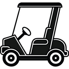 Fototapeta premium Black and white illustration of a golf cart.