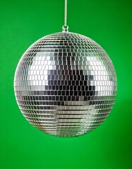 Fototapeta premium Shiny disco ball on green screen