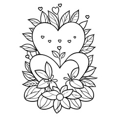 Intricate Hearts and Floral Design Illustration
