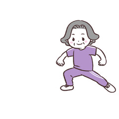 反復横跳びするシニア女性のイラスト