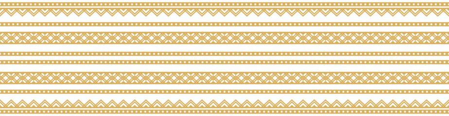 Gold ethnic ornament with geometric tribal border pattern.