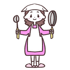 料理スタイル女性イラスト