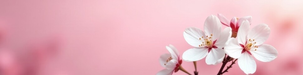 Obraz premium Delicate white blossoms on a soft pink backdrop, closeup, soft, element