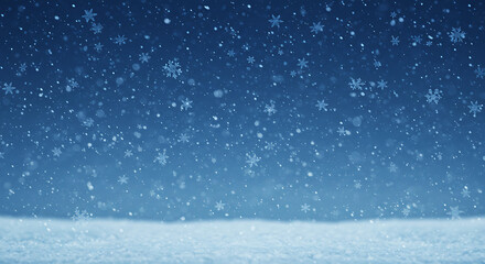 Winter's Embrace: Serene Blue Snowfall AI Generated