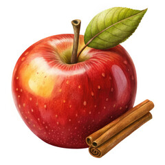 apple with cinnamon on white background