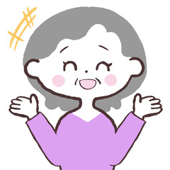笑って流すシニア女性イラスト