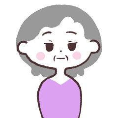 静観するシニア女性イラスト
