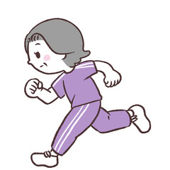 走るシニア女性イラスト