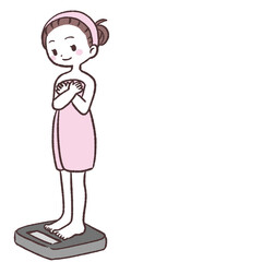 体重計に乗る女性イラスト