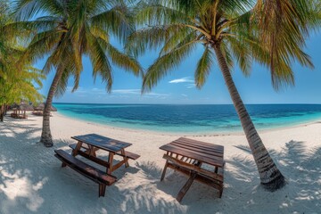 Obraz premium Aerial view of a tropical island surrounded by the ocean
