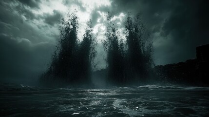 Fototapeta premium Stormy Seas, Powerful Waves, Coastal Scene