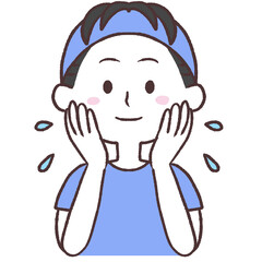 化粧水をつける男性上半身イラスト