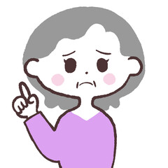 指差し困っているシニアイラスト