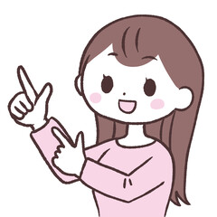 指をさす女性のイラスト