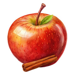 apple with cinnamon on white background