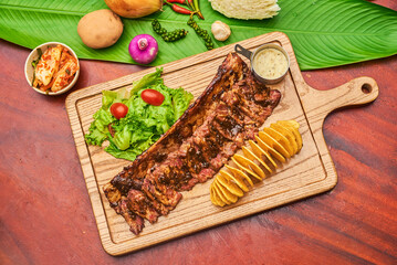 grilled meat with vegetables