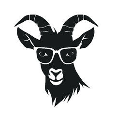 Black silhouette of a goat wearing sunglasses creative design for print, goat, sunglasses, silhouette, animal, vector, cartoon, illustration,