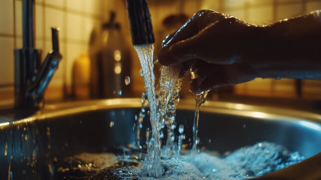 Plumber installing new water pipes in kitchen. Featuring skill and technique