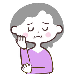 ネガティブな想像するシニア女性イラスト