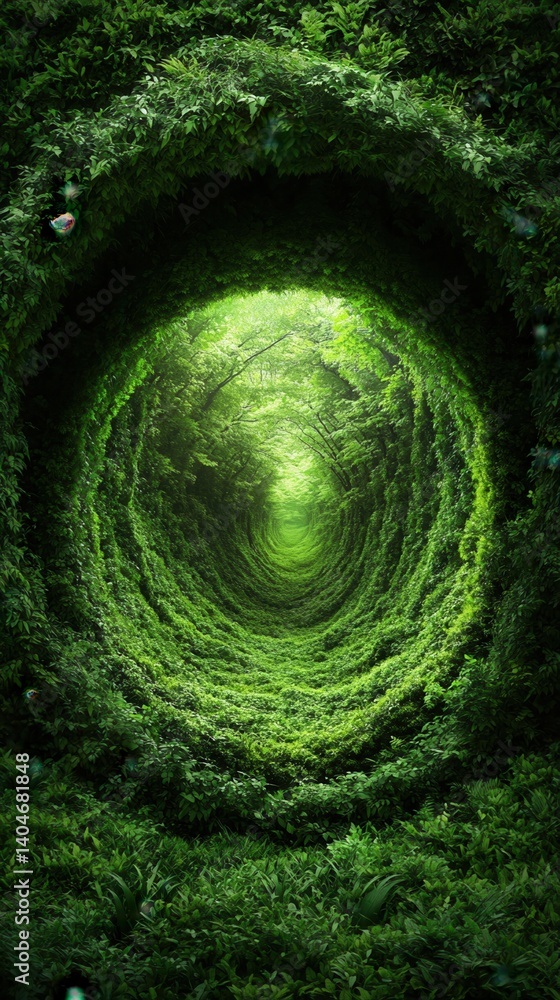 Poster nature conservation concept. abstract green circular pattern with textured foliage background.