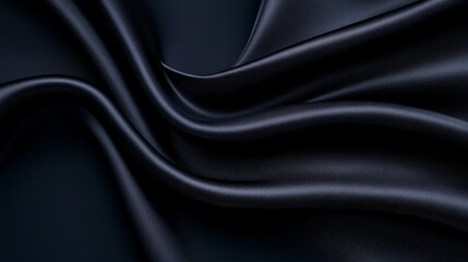 Fototapeta premium Elegant black satin fabric with smooth drapery