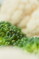 Cabbage, Broccoli and cauliflower. Vegetables close-up. Macro photo.