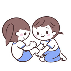 腹筋する女の子イラスト