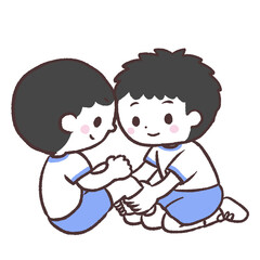 腹筋する男の子イラスト