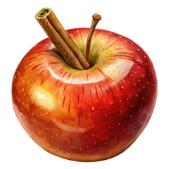 apple with cinnamon on white background